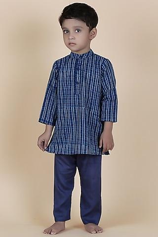 indigo-blue-cotton-printed-kurta-set-for-boys