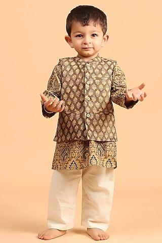 beige-cotton-printed-nehru-jacket-set-for-boys
