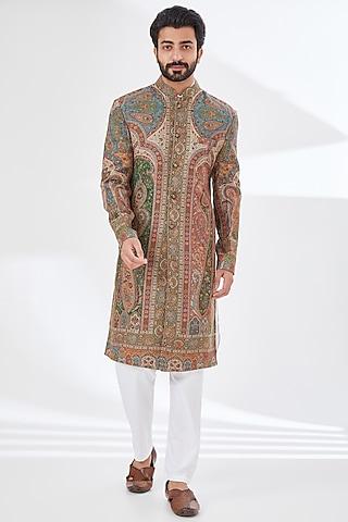 beige-polyester-yarn-printed-&-embroidered-sherwani