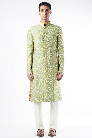 yellowish-green-printed-sherwani