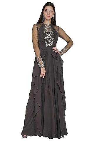 grey-embellished-gown-with-drape