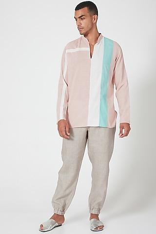 pink-cotton-tunic-shirt-with-color-blocking