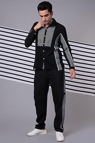 black-striped-panelled-shirt