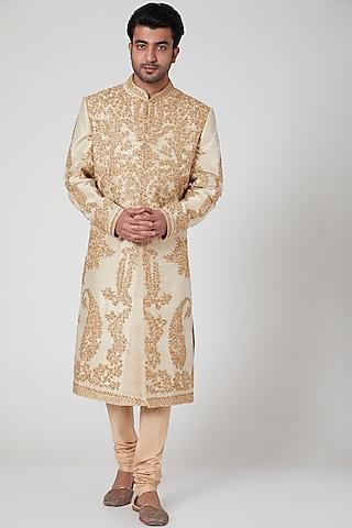 beige-hand-embroidered-sherwani