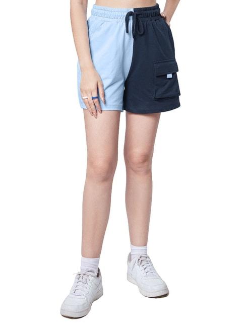 the-souled-store-blue-color-block-shorts