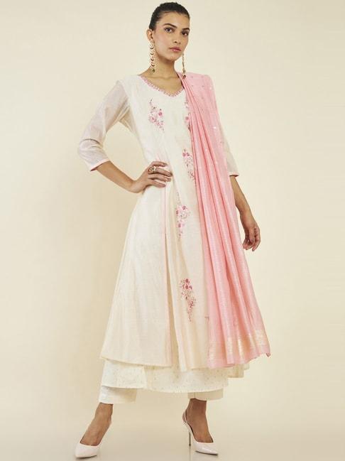 soch-off-white-cotton-embroidered-kurta-pant-set-with-dupatta