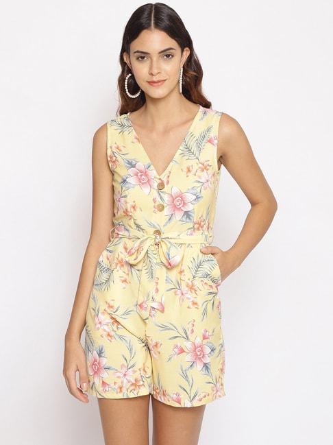 oxolloxo-yellow-floral-print-playsuit