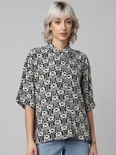 only-black-&-white-floral-print-shirt