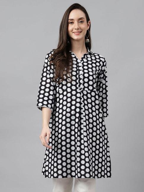 janasya-black-&-white-cotton-polka-dots-tunic