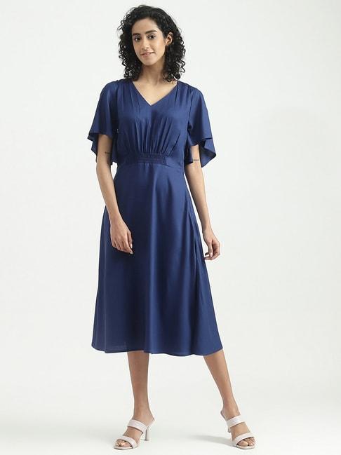 united-colors-of-benetton-blue-regular-fit-a-line-dress