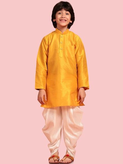 aj-dezines-kids-yellow-&-white-regular-fit-full-sleeves-kurta-set