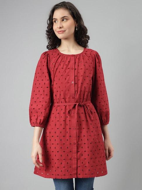 beverly-hills-polo-club-red-cotton-cut-work-tunic