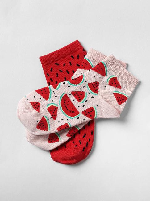 only-red-&-pink-printed-socks-(pack-of-2)