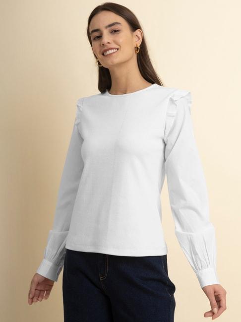 fablestreet-white-cotton-relaxed-fit-top