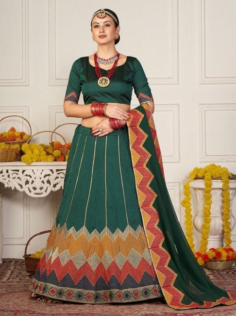 atsevam-green-embroidered-semi-stitched-lehenga-choli-set-with-dupatta