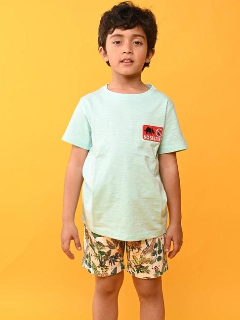 anthrilo-kids-light-green-striped-t-shirt-with-shorts