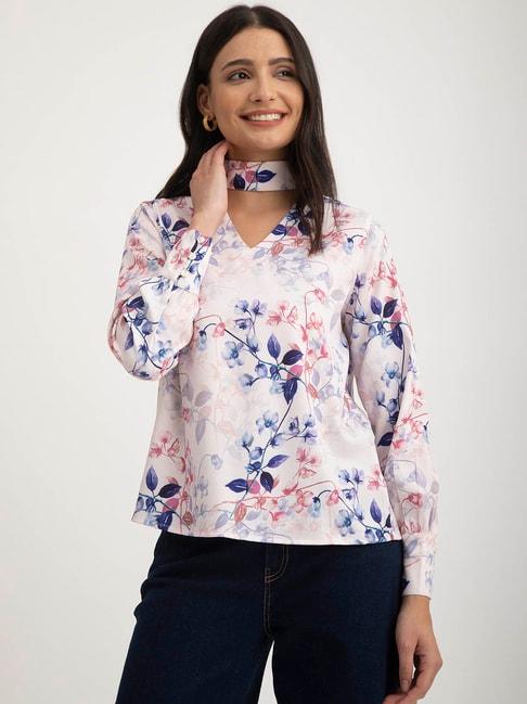 fablestreet-pink-&-blue-floral-print-top