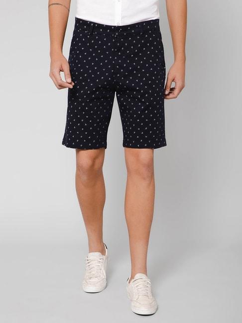 cantabil-dark-navy-regular-fit-printed-shorts