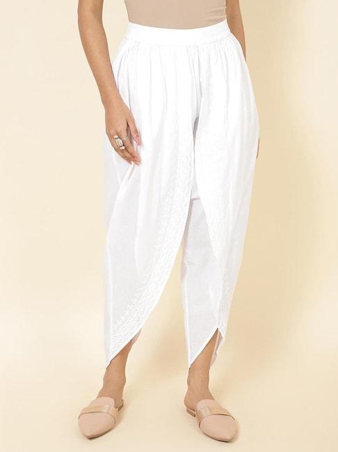 fabindia-white-cotton-embroidered-dhoti-pants