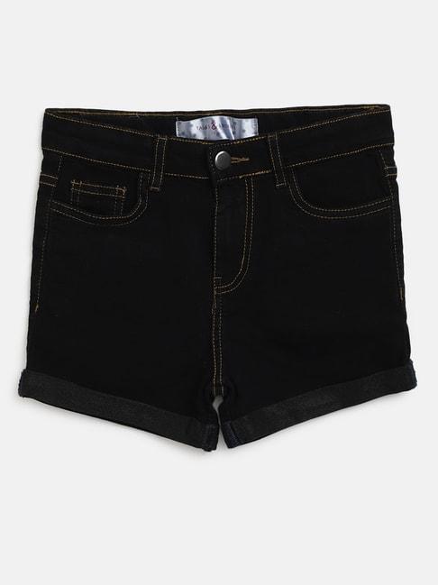 tales-&-stories-kids-black-solid-shorts