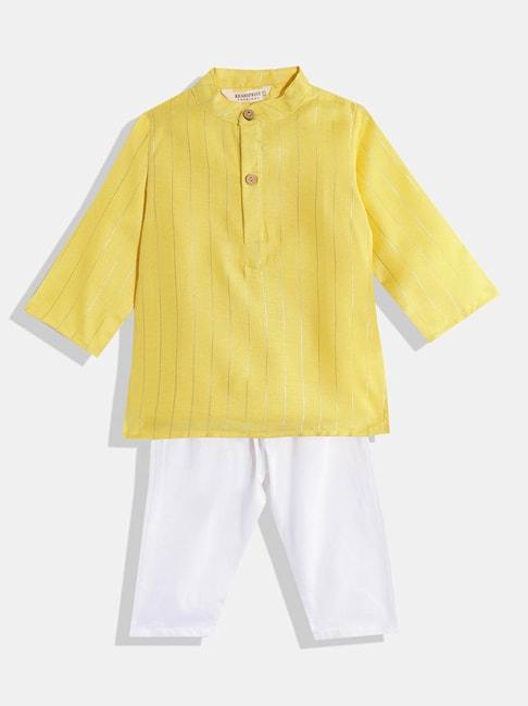 readiprint-fashions-kids-yellow-&-white-striped-full-sleeves-kurta-with-pyjamas