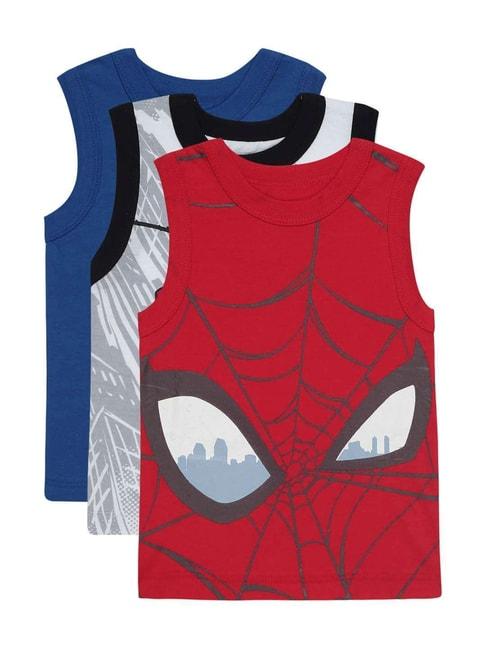 bodycare-kids-multicolor-cotton-printed-spiderman-vest-(assorted,-pack-of-3)