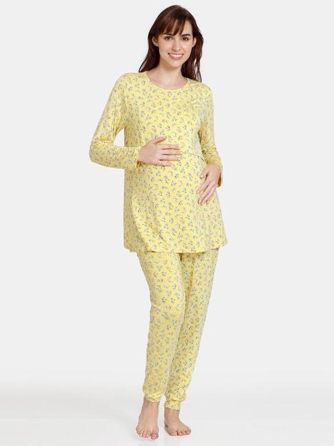 zivame-yellow-printed-top-with-pyjama