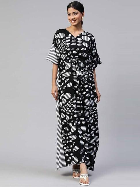 cottinfab-black-printed-maxi-kaftan-crepe-dress
