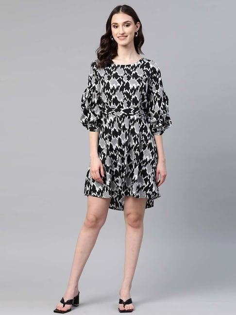 cottinfab-black-printed-a-line-crepe-dress