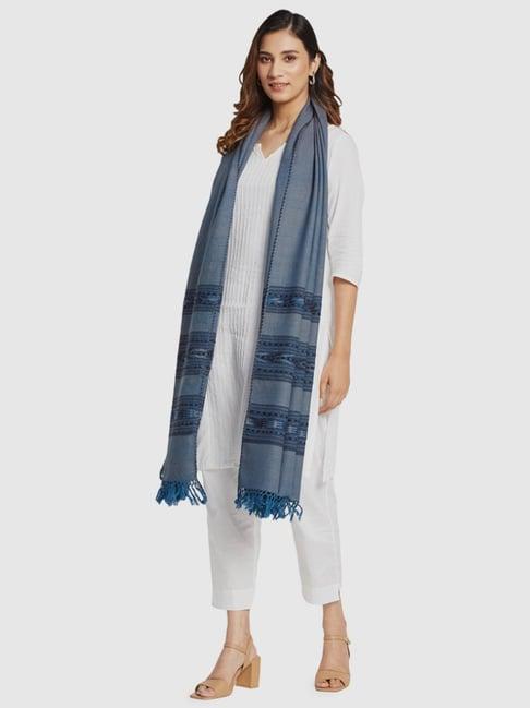 fabindia-blue-woven-pattern-shawl