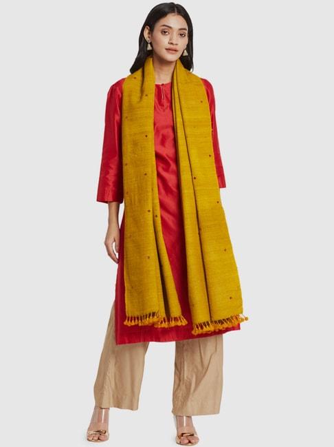 fabindia-mustard-embellished-shawl