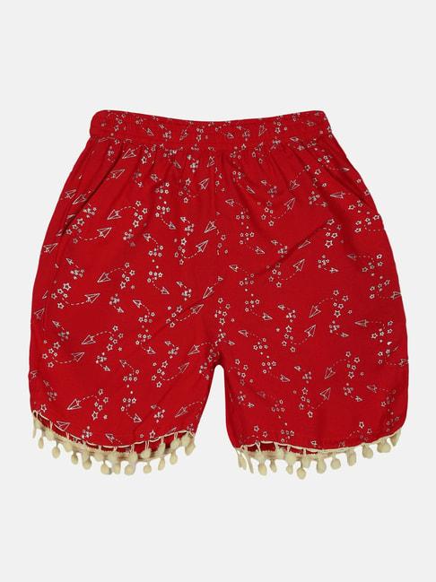 kiddopanti-kids-red-printed-shorts