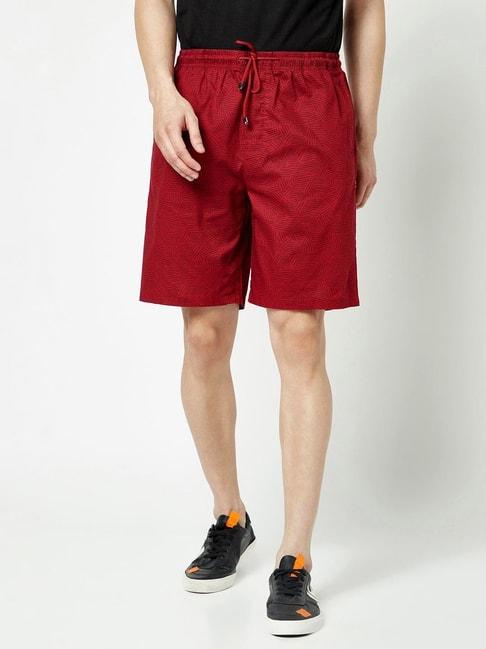 crimsoune-club-red-regular-fit-printed-cotton-shorts