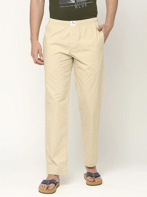 underjeans-by-spykar-beige-printed-nightwear-pyjamas