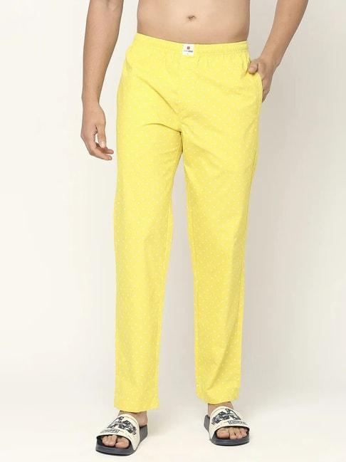 underjeans-by-spykar-yellow-printed-nightwear-pyjamas
