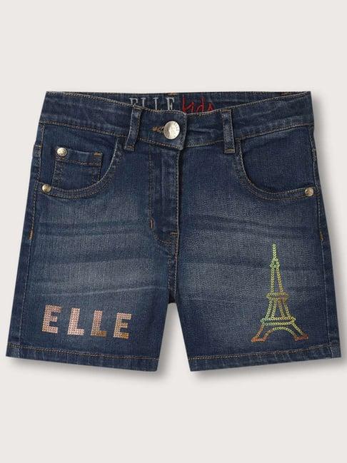 elle-kids-blue-embellished-shorts