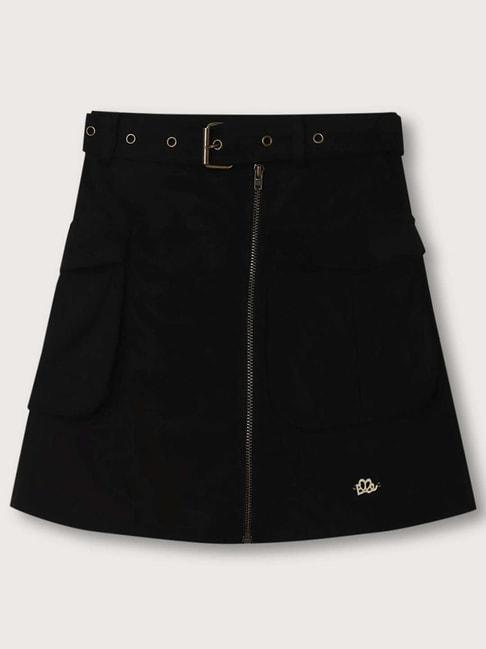 elle-kids-black-cotton-regular-fit-skirt
