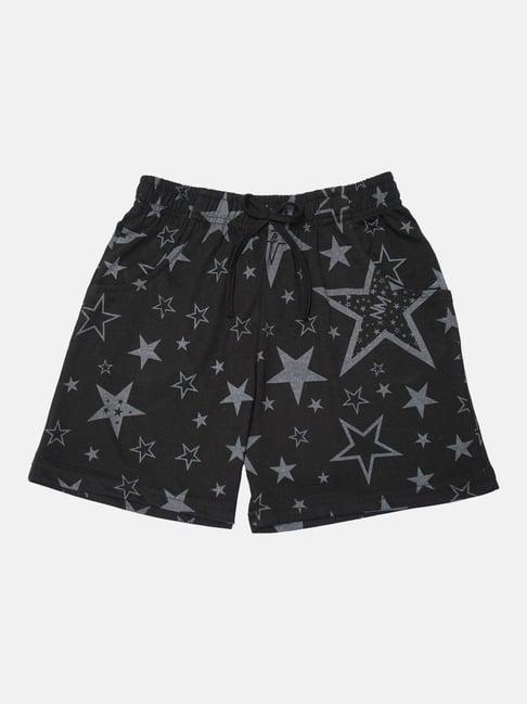 nins-moda-kids-black-printed-shorts