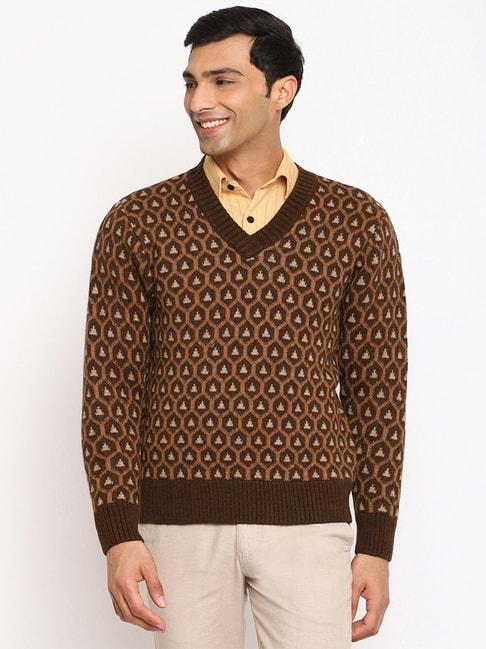 fabindia-brown-comfort-fit-self-design-sweater