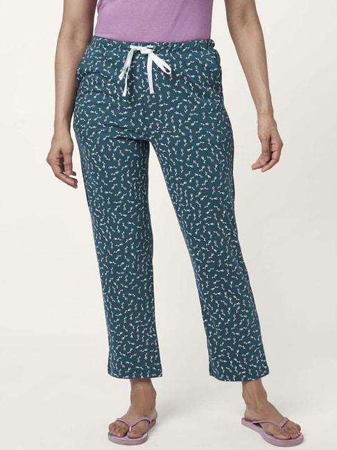 dreamz-by-pantaloons-teal-blue-cotton-floral-print-pyjamas