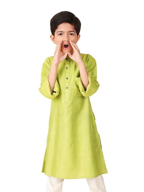 fabindia-kids-lime-green-solid-full-sleeves-kurta