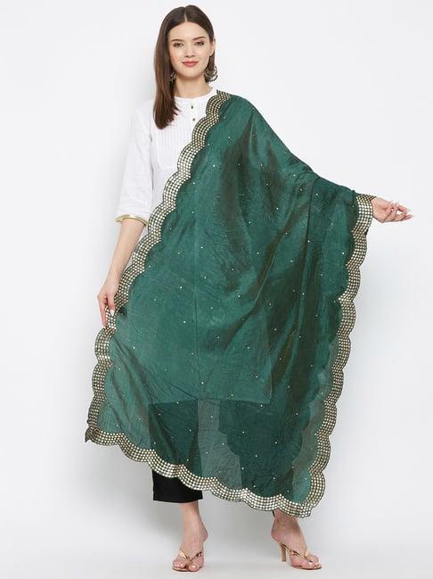 clora-creation-green-embellished-silk-dupatta