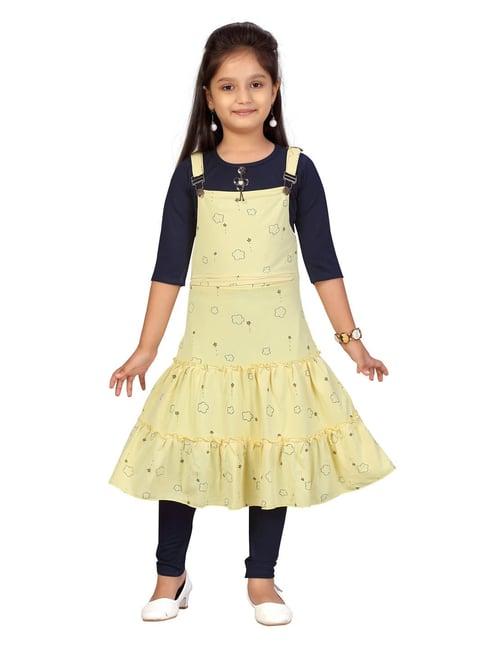 aarika-kids-yellow-&-navy-printed-top,-leggings-with-dungaree