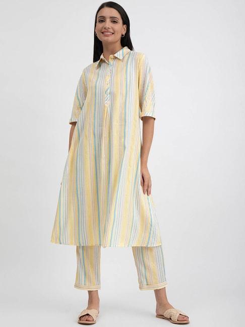 pink-fort-multicolor-cotton-striped-kurta-with-pants