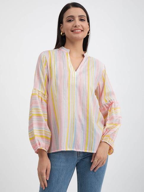 pink-fort-multicolor-cotton-striped-top