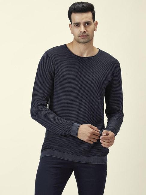 byford-by-pantaloons-indigo-blue-cotton-regular-fit-striped-sweaters