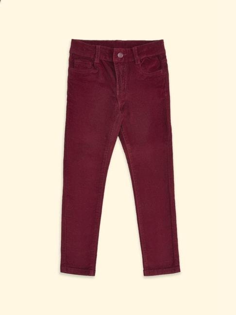 pantaloons-junior-maroon-cotton-regular-fit-trousers