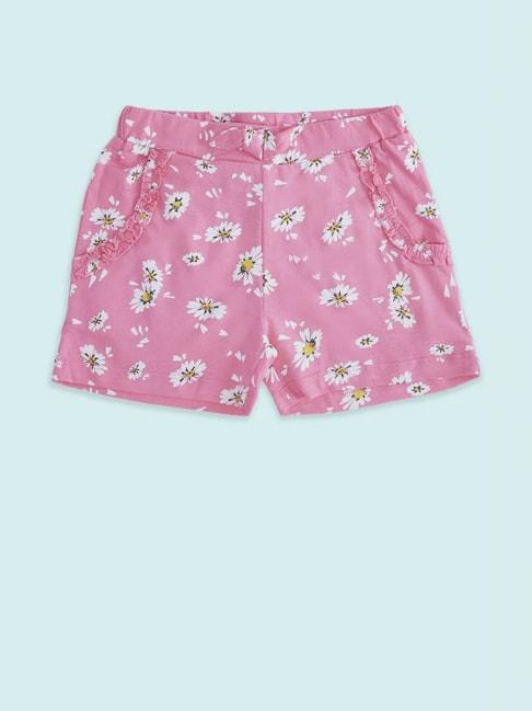 pantaloons-junior-pink-cotton-floral-print-shorts