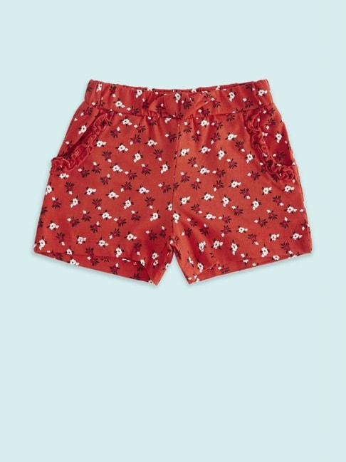 pantaloons-junior-red-cotton-floral-print-shorts