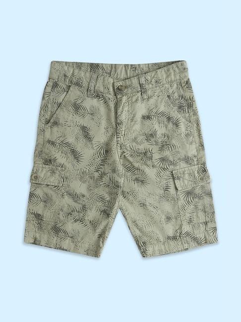 pantaloons-junior-olive-cotton-printed-shorts